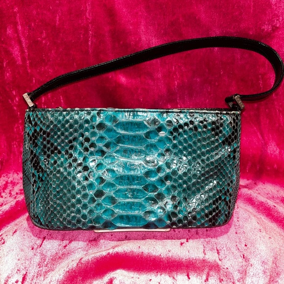 Vintage 90s snakeskin leather mini shoulder bag - Picture 1 of 6